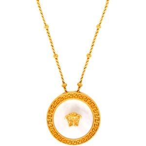 Authentic Versace Medusa Mother-of-Pearl Pendant Necklace – Gold-Tone, Italy